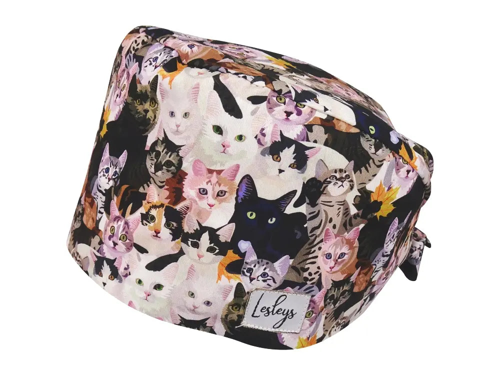 Cotton Scrub Cap - Calot de Bloc - Gorro Quirofano - Cuffia Chirurgica - Watercolor Cats