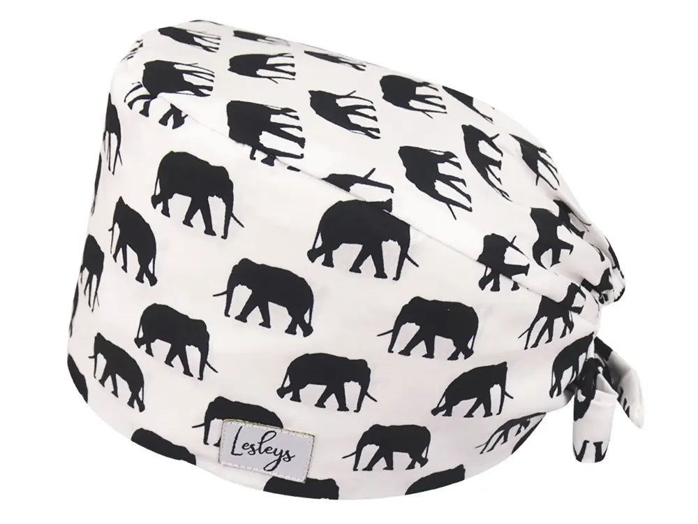 Cotton Scrub Cap - Calot de Bloc - Gorro Quirofano - Cuffia Chirurgica - Elephant Herd