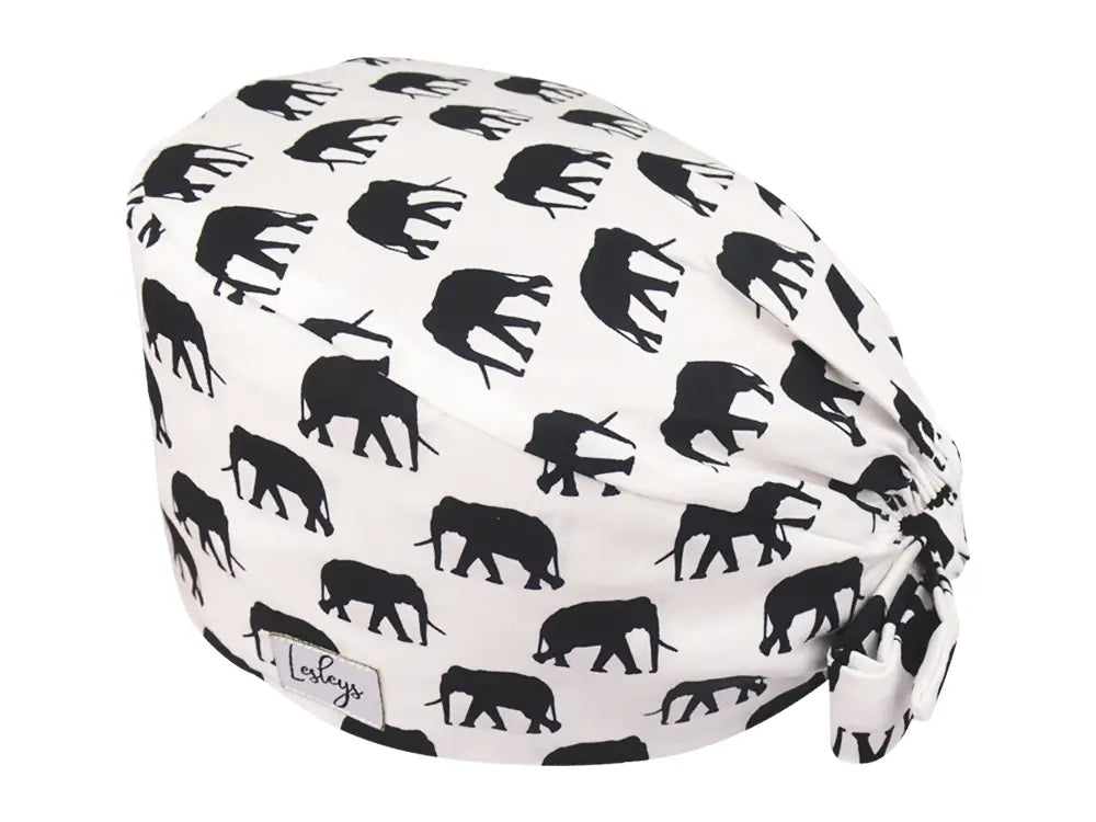 Cotton Scrub Cap - Calot de Bloc - Gorro Quirofano - Cuffia Chirurgica - Elephant Herd