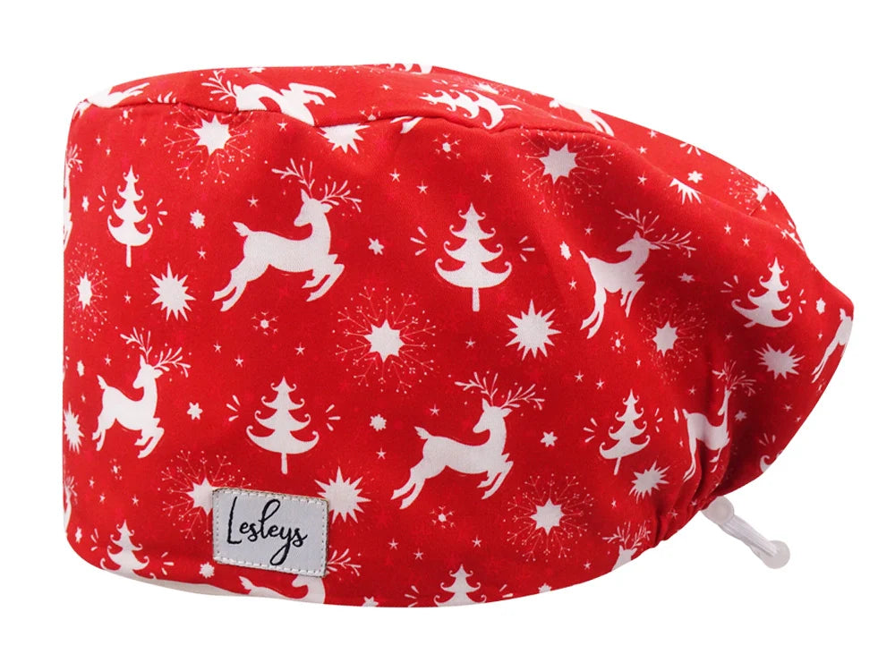 Cotton Scrub Cap - Calot de Bloc - Gorro Quirofano - Cuffia Chirurgica - Reindeer