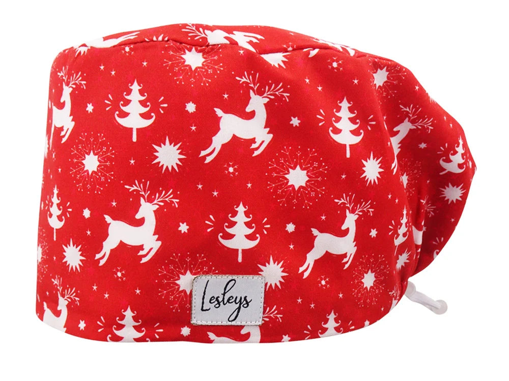 Cotton Scrub Cap - Calot de Bloc - Gorro Quirofano - Cuffia Chirurgica - Reindeer
