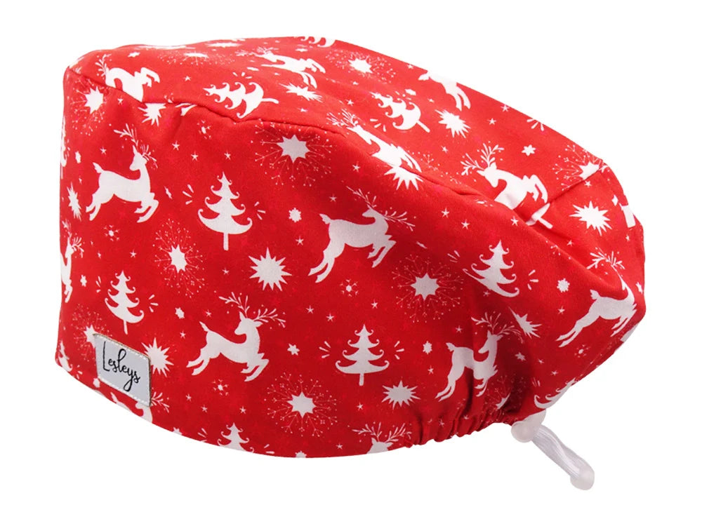 Cotton Scrub Cap - Calot de Bloc - Gorro Quirofano - Cuffia Chirurgica - Reindeer