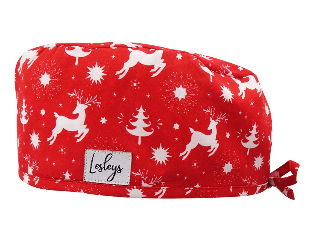 Cotton Scrub Cap - Calot de Bloc - Gorro Quirofano - Cuffia Chirurgica - Reindeer