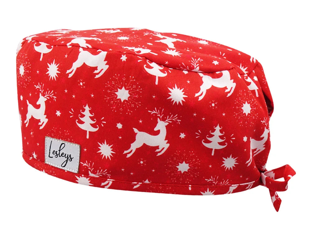 Cotton Scrub Cap - Calot de Bloc - Gorro Quirofano - Cuffia Chirurgica - Reindeer