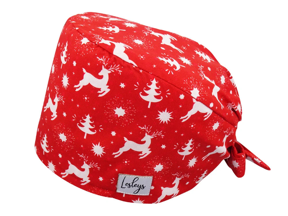 Cotton Scrub Cap - Calot de Bloc - Gorro Quirofano - Cuffia Chirurgica - Reindeer