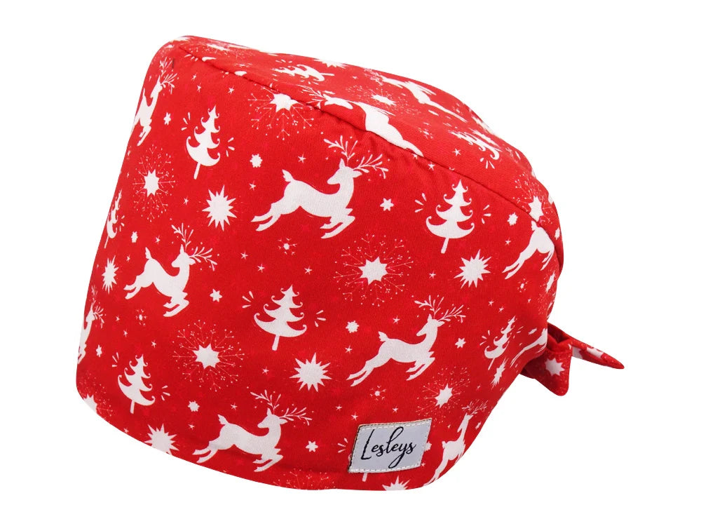 Cotton Scrub Cap - Calot de Bloc - Gorro Quirofano - Cuffia Chirurgica - Reindeer