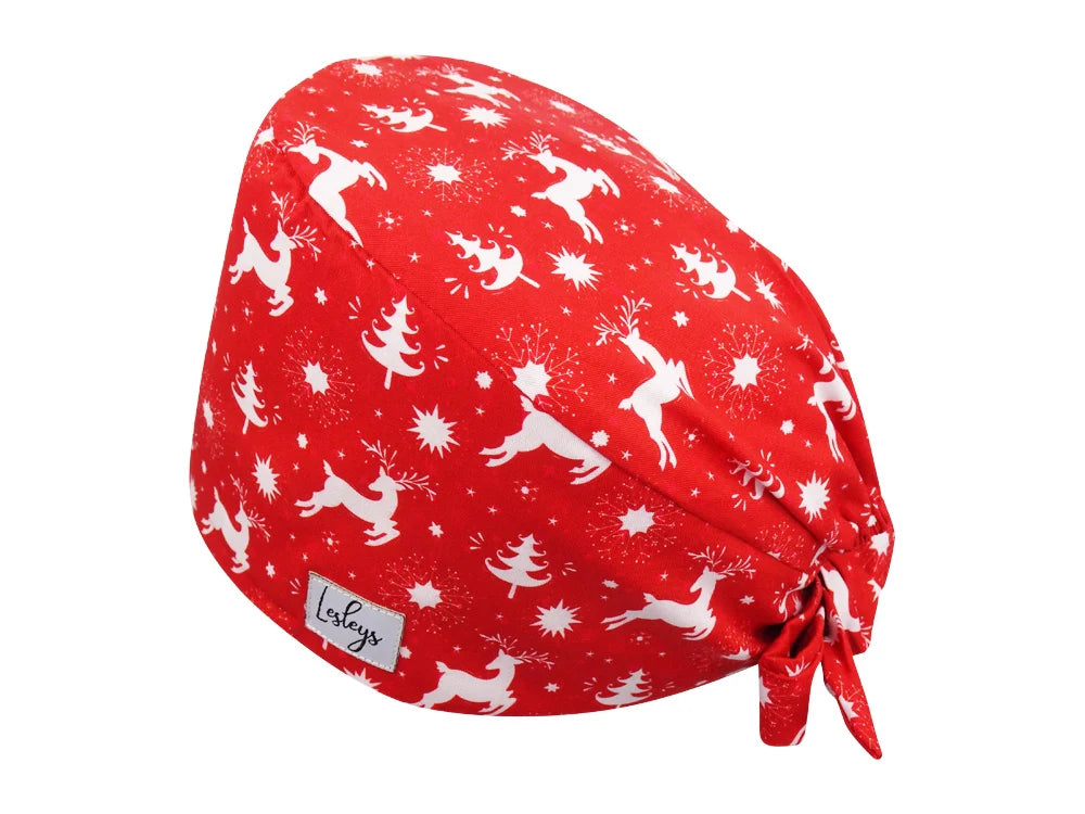 Cotton Scrub Cap - Calot de Bloc - Gorro Quirofano - Cuffia Chirurgica - Reindeer