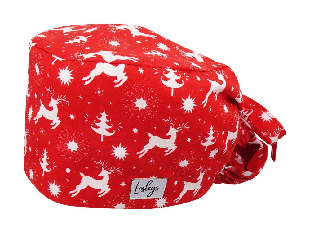 Cotton Scrub Cap - Calot de Bloc - Gorro Quirofano - Cuffia Chirurgica - Reindeer