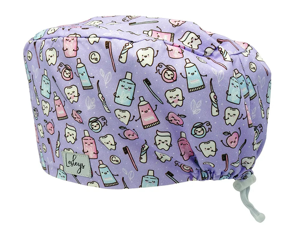 Cotton Scrub Cap - Calot de Bloc - Gorro Quirofano - Cuffia Chirurgica - Happy Teeth