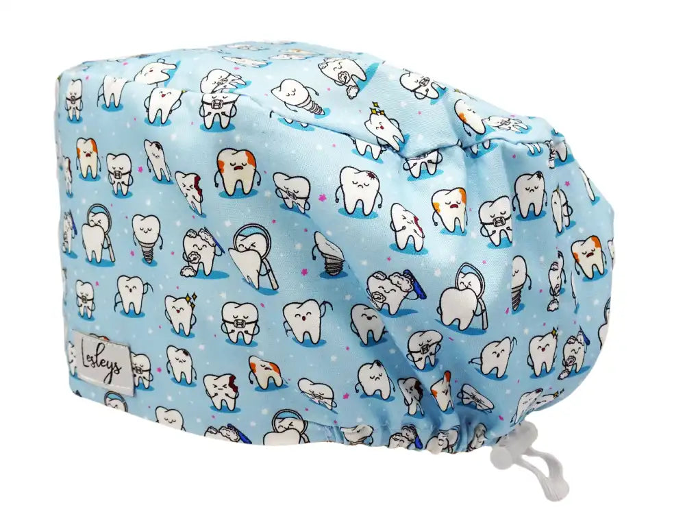 Cotton Scrub Cap - Calot de Bloc - Gorro Quirofano - Cuffia Chirurgica - Teeth Blue