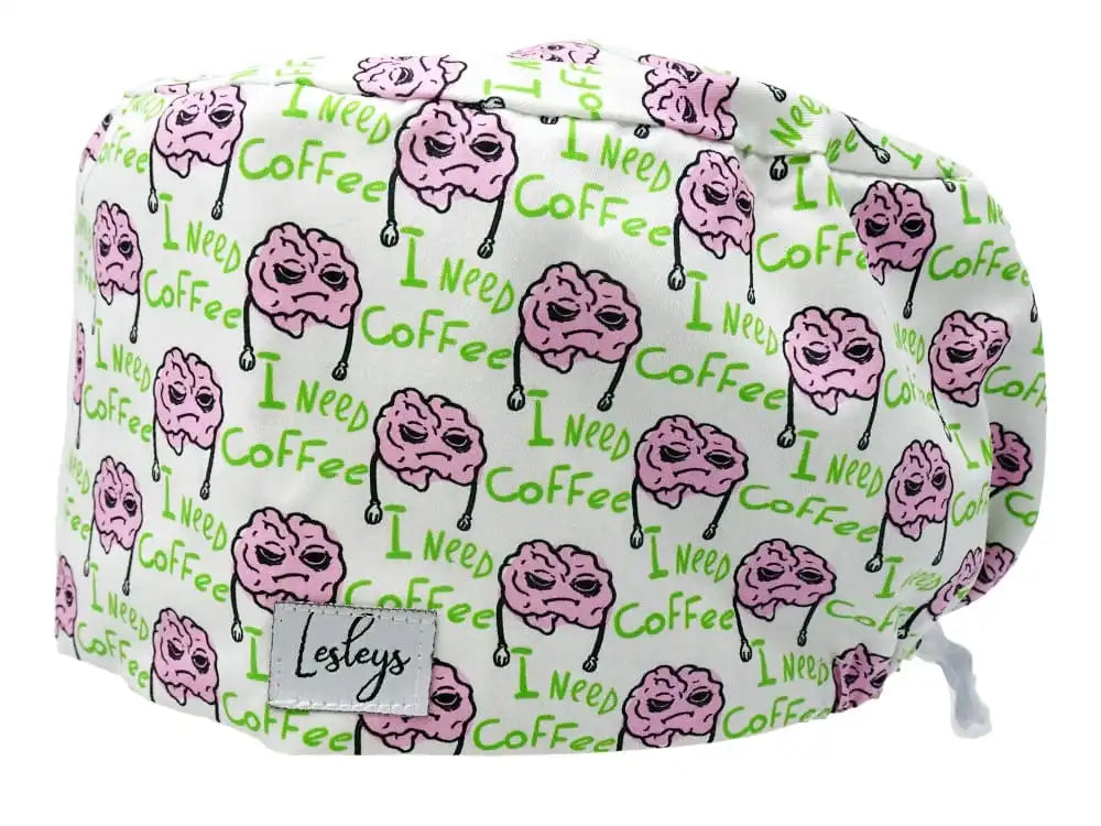 Cotton Scrub Cap - Calot de Bloc - Gorro Quirofano - Cuffia Chirurgica - I need Coffee