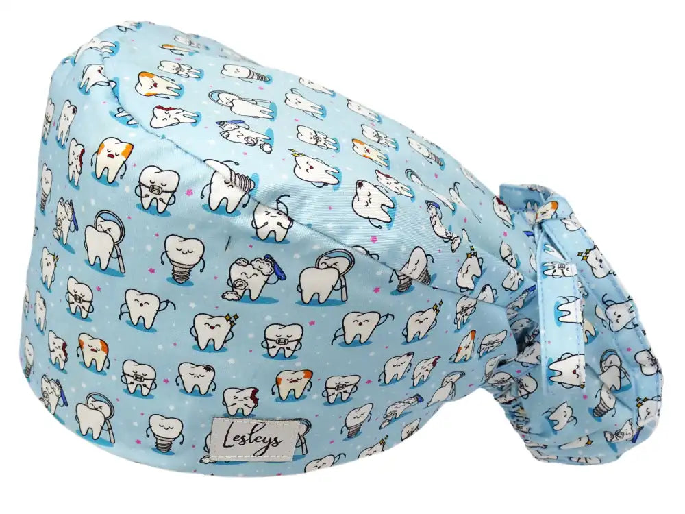 Cotton Scrub Cap - Calot de Bloc - Gorro Quirofano - Cuffia Chirurgica - Teeth Blue