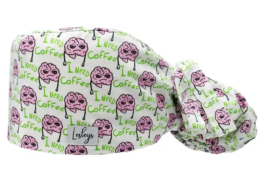 Cotton Scrub Cap - Calot de Bloc - Gorro Quirofano - Cuffia Chirurgica - I need Coffee