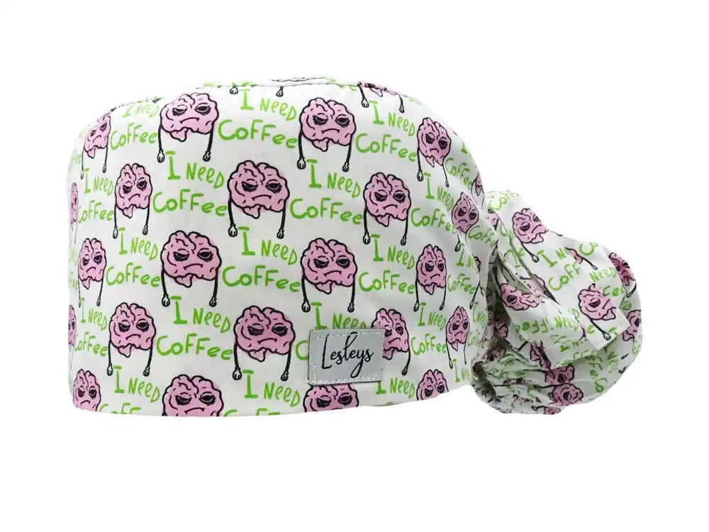 Cotton Scrub Cap - Calot de Bloc - Gorro Quirofano - Cuffia Chirurgica - I need Coffee