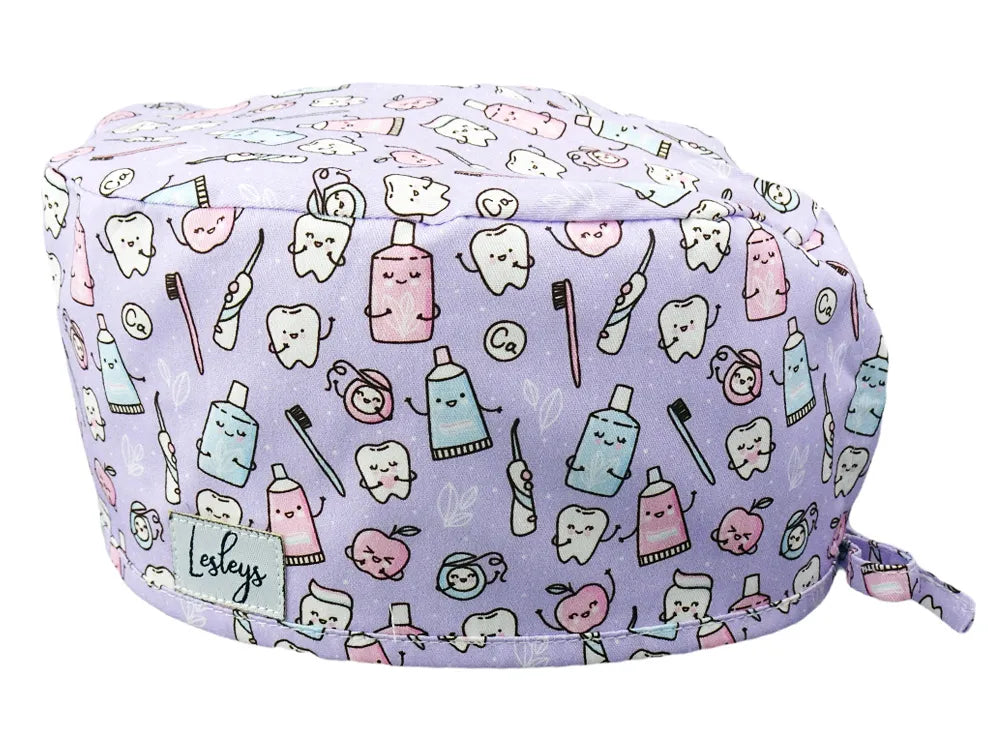 Cotton Scrub Cap - Calot de Bloc - Gorro Quirofano - Cuffia Chirurgica - Happy Teeth