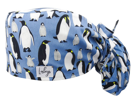 Cotton Scrub Cap - Calot de Bloc - Gorro Quirofano - Cuffia Chirurgica Ponytail Surgical Cap Penguins