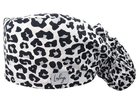 Cotton Scrub Cap - Calot de Bloc - Gorro Quirofano - Cuffia Chirurgica Ponytail Surgical Cap Snow Leo