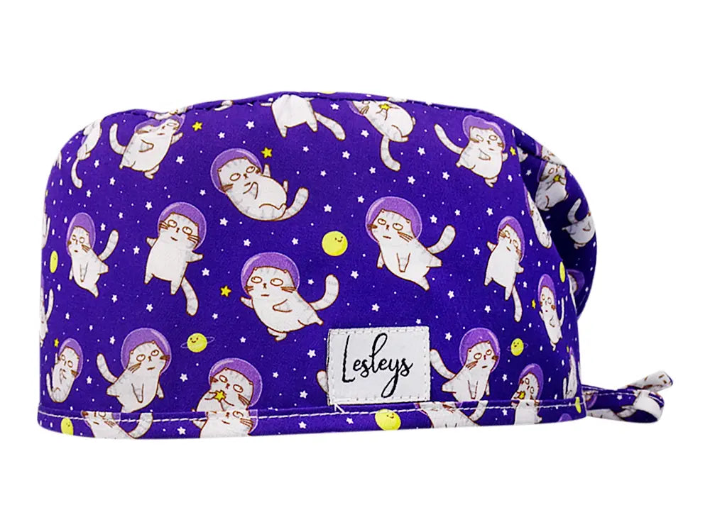 Cotton Scrub Cap - Calot de Bloc - Gorro Quirofano - Cuffia Chirurgica - Space Cats