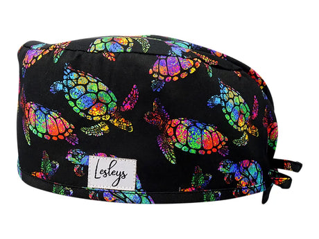 Cotton Scrub Cap - Calot de Bloc - Gorro Quirofano - Cuffia Chirurgica - Rainbow Turtle