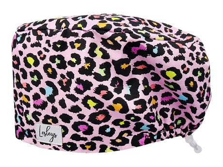 Cotton Scrub Cap - Calot de Bloc - Gorro Quirofano - Cuffia Chirurgica - Pink Leopard