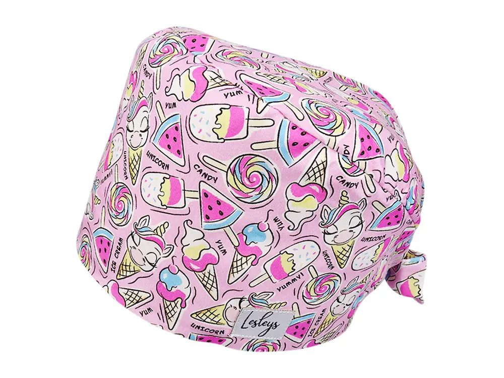 Cotton Scrub Cap - Calot de Bloc - Gorro Quirofano - Cuffia Chirurgica - Unicorn Ice Cream