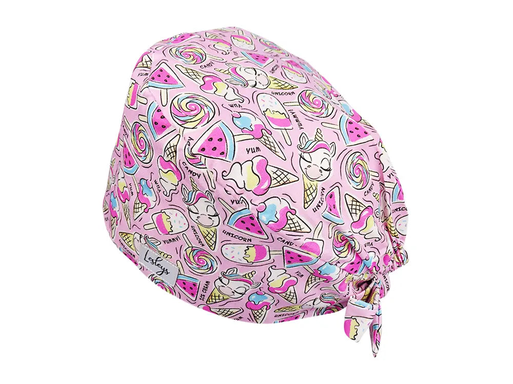 Cotton Scrub Cap - Calot de Bloc - Gorro Quirofano - Cuffia Chirurgica - Unicorn Ice Cream