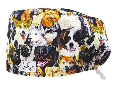Cotton Scrub Cap - Calot de Bloc - Gorro Quirofano - Cuffia Chirurgica - Watercolor Dogs