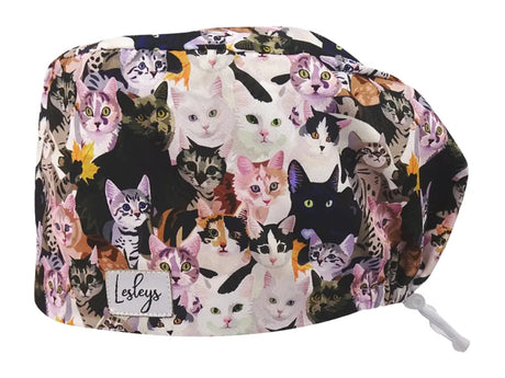 Cotton Scrub Cap - Calot de Bloc - Gorro Quirofano - Cuffia Chirurgica - Watercolor Cats