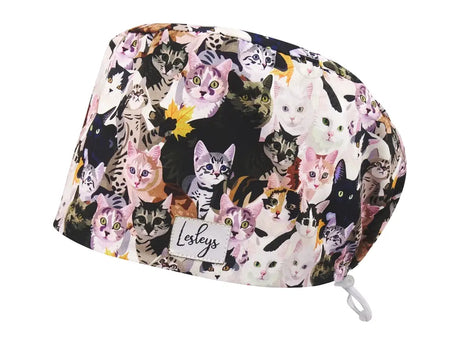 Cotton Scrub Cap - Calot de Bloc - Gorro Quirofano - Cuffia Chirurgica - Watercolor Cats