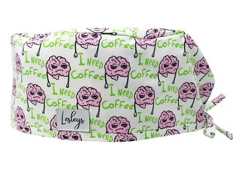 Cotton Scrub Cap - Calot de Bloc - Gorro Quirofano - Cuffia Chirurgica - I need Coffee
